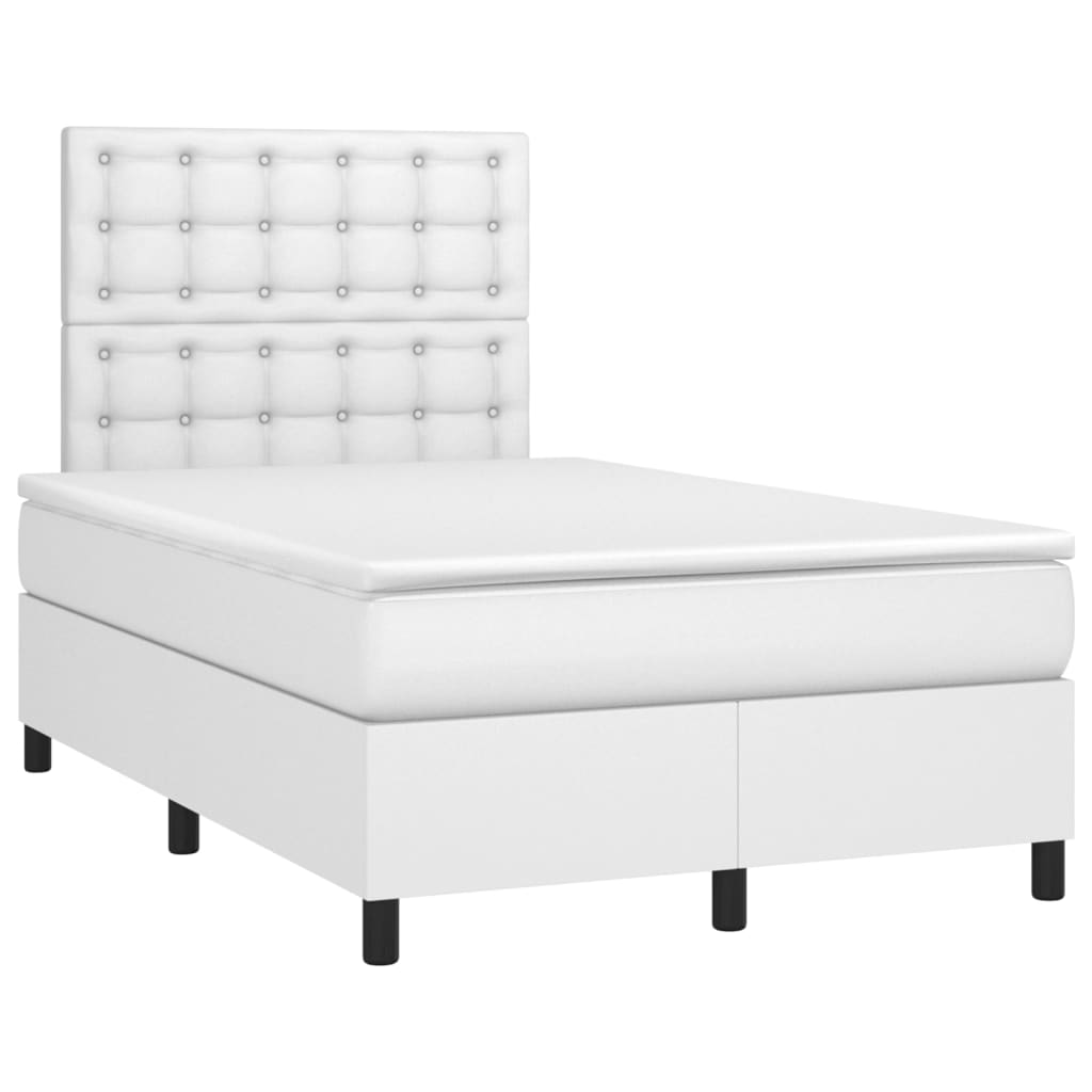 Box Spring Postel S Matrací Umělá Kůže Bílá