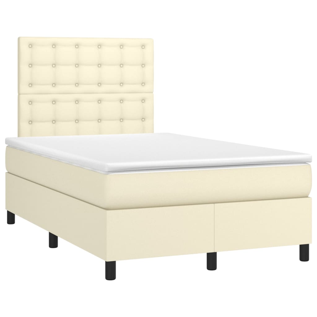 Box Spring Postel S Matrací Krémová 120X200 Cm Umělá Kůže