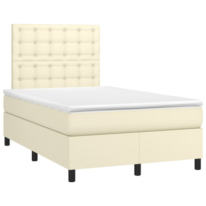 Box Spring Postel S Matrací Krémová 120X200 Cm Umělá Kůže