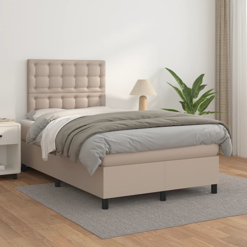 Box Spring Postel S Matrací Umělá Kůže Cappuccino