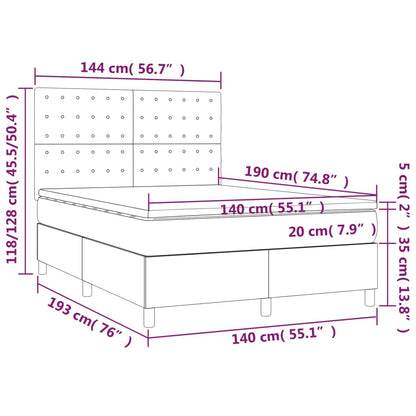 Box Spring Postel S Matrací Krémová 140X190 Cm Umělá Kůže