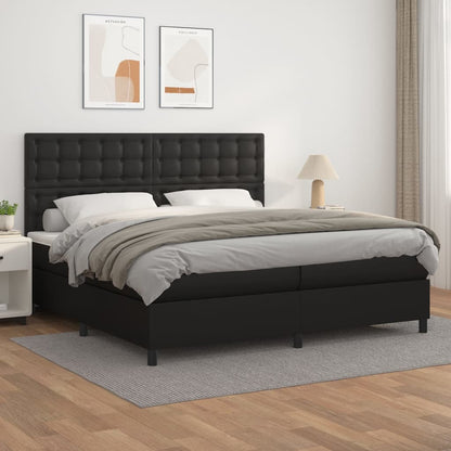 Box Spring Postel S Matrací Černá Umělá Kůže Černá