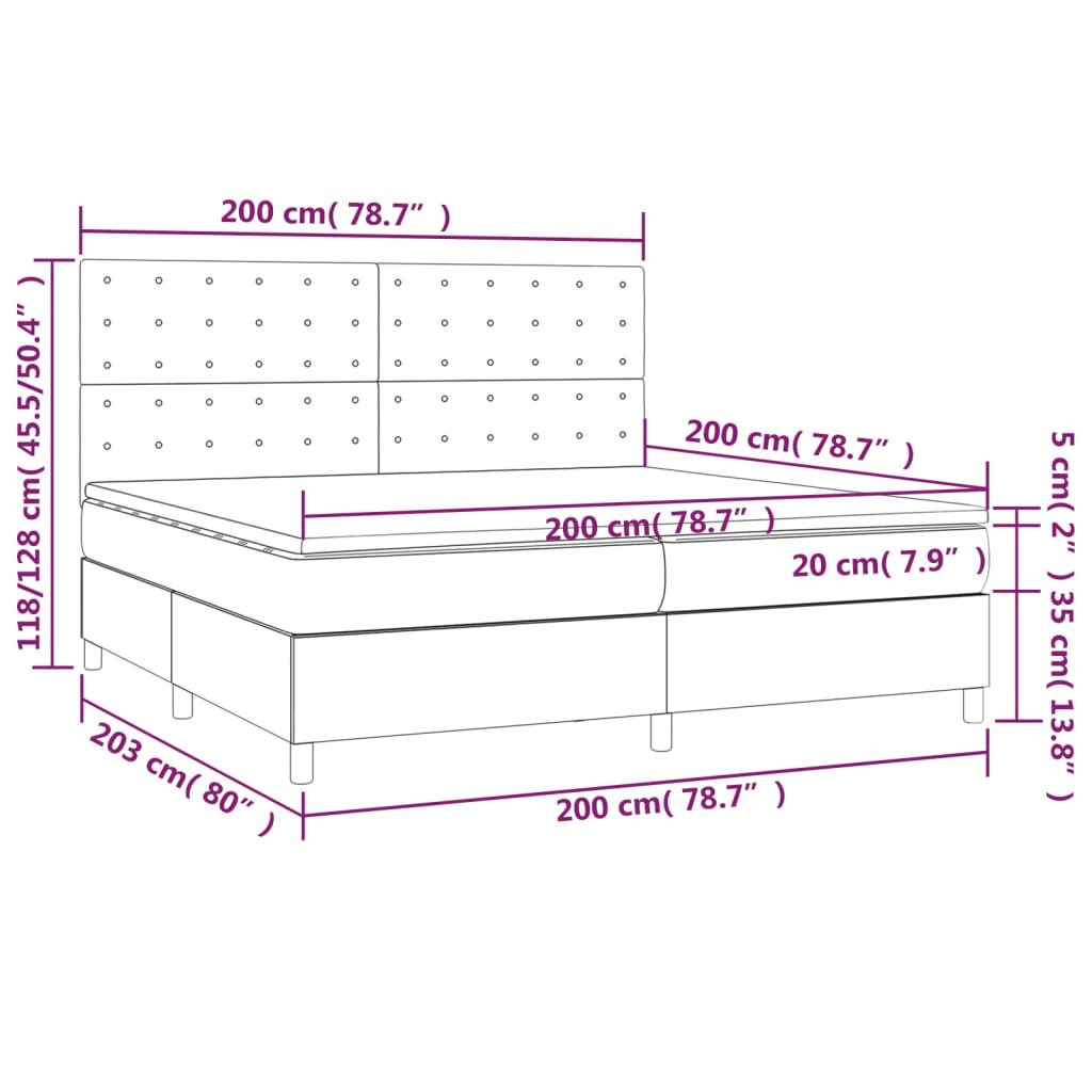 Box Spring Postel S Matrací Krémová 200X200 Cm Umělá Kůže