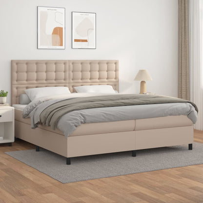 Box Spring Postel S Matrací Umělá Kůže Cappuccino