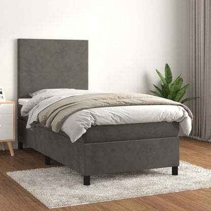 Box Spring Postel S Matrací Samet Tmavě Šedá