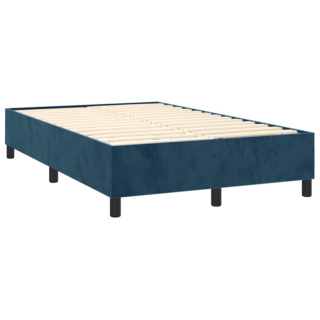 Box Spring Postel S Matrací Tmavě Modrá Samet Tmavě Moddrá