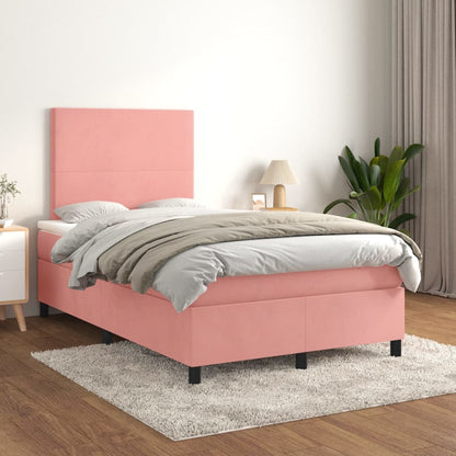 Box Spring Postel S Matrací Samet Růžová