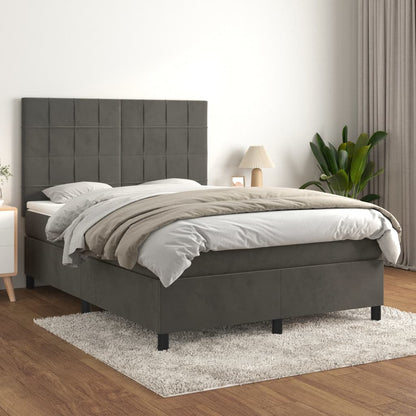 Box Spring Postel S Matrací Samet Tmavě Šedá