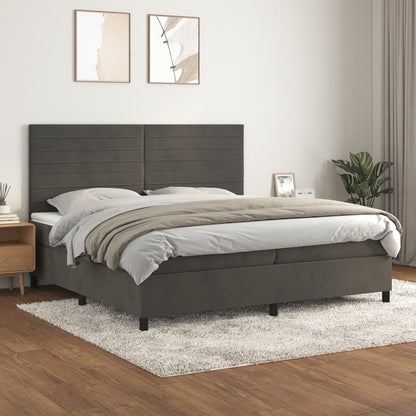 Box Spring Postel S Matrací Samet Tmavě Šedá