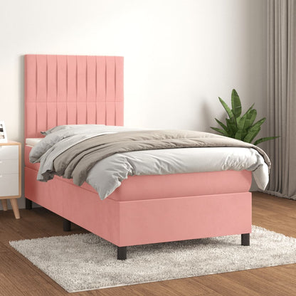 Box Spring Postel S Matrací Samet Růžová