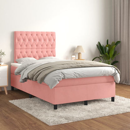 Box Spring Postel S Matrací Samet Růžová