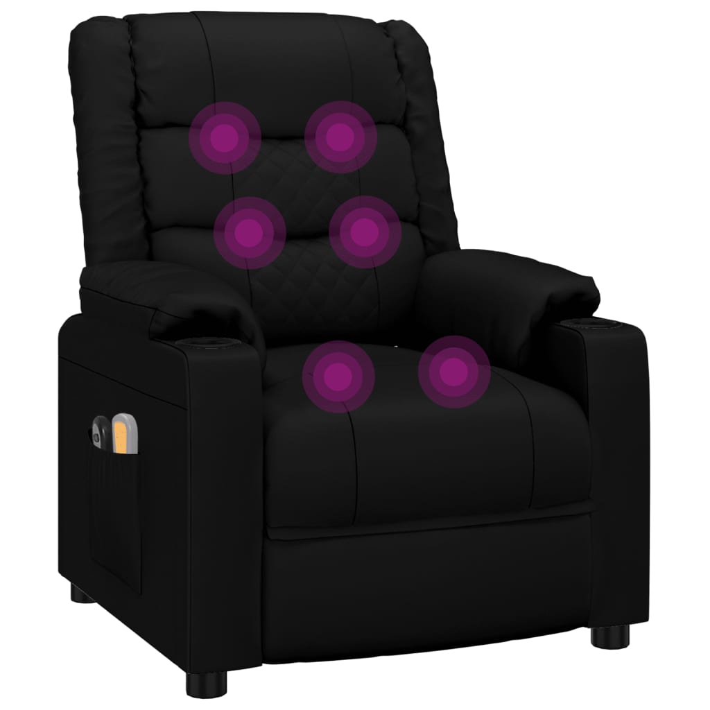Elektrické Masážní Křeslo Černé Umělá Kůže