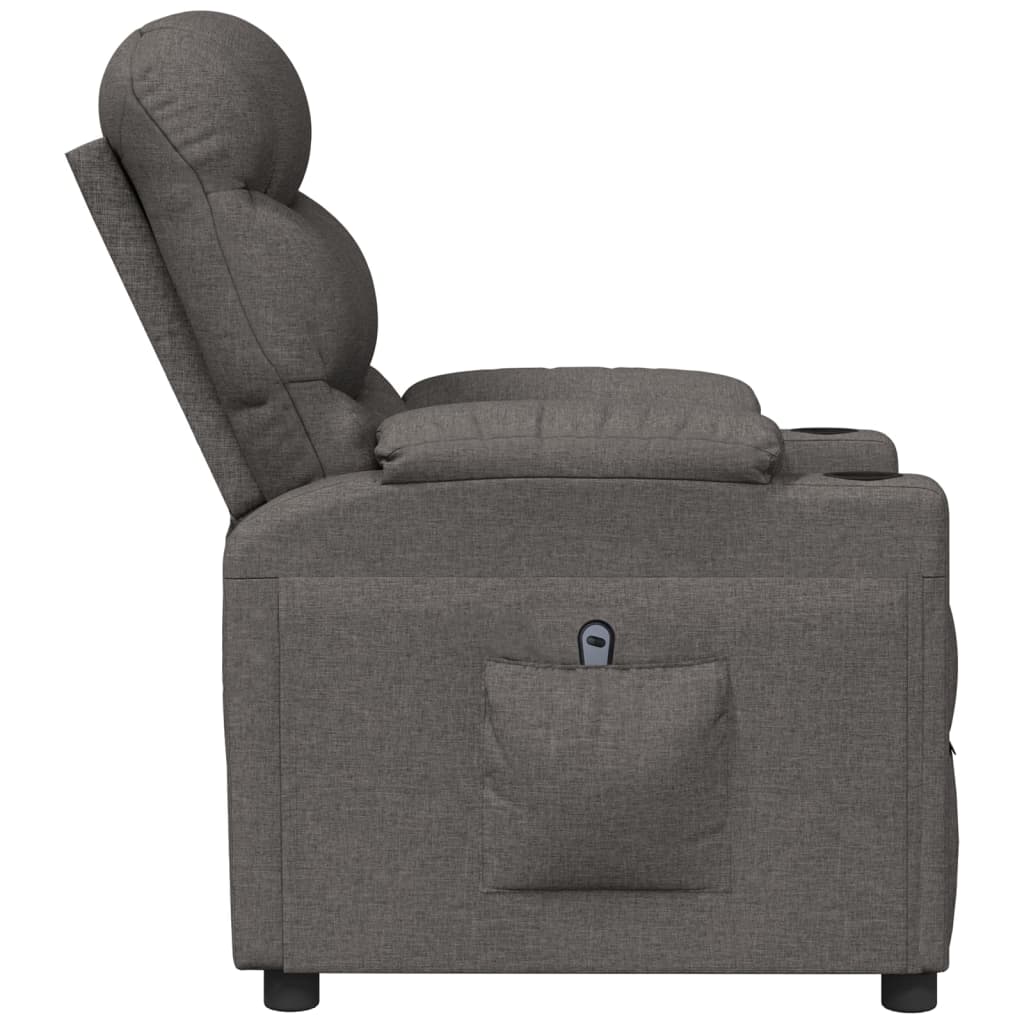 Elektrické Polohovací Křeslo Tmavě Šedé Textil