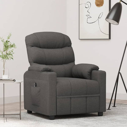 Elektrické Polohovací Křeslo Tmavě Šedé Textil