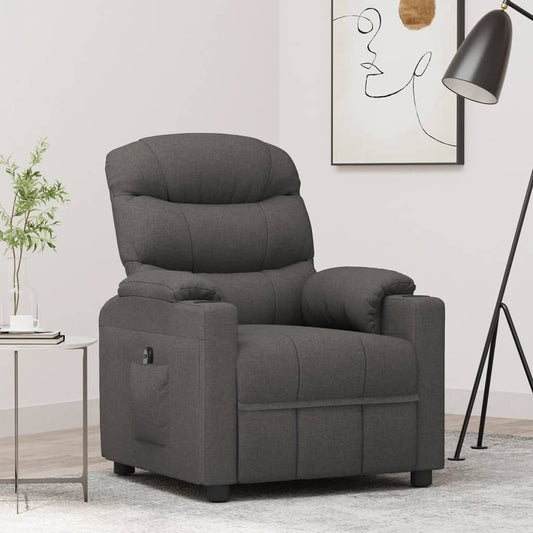 Elektrické Polohovací Křeslo Tmavě Šedé Textil