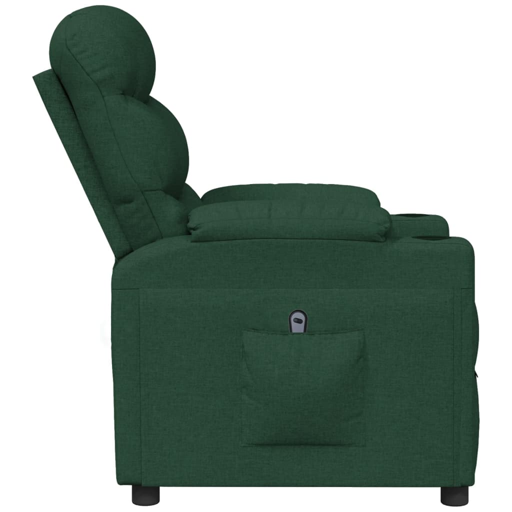 Elektrické Polohovací Křeslo Tmavě Zelené Textil