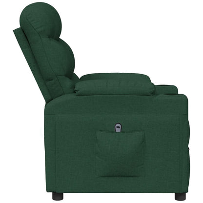 Elektrické Polohovací Křeslo Tmavě Zelené Textil