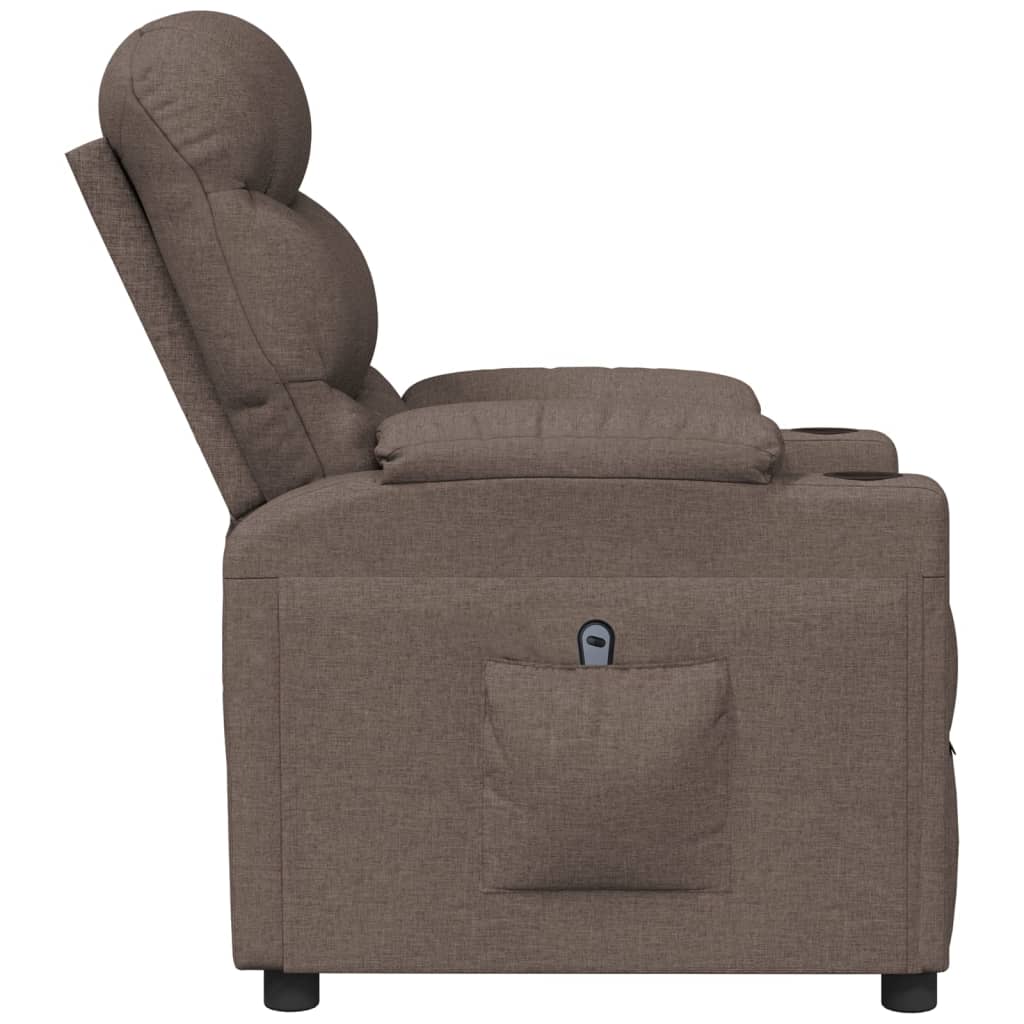 Elektrické Polohovací Křeslo Taupe Textil