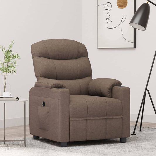 Elektrické Polohovací Křeslo Taupe Textil