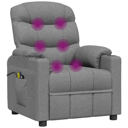 Elektrické Masážní Křeslo Světle Šedé Textil
