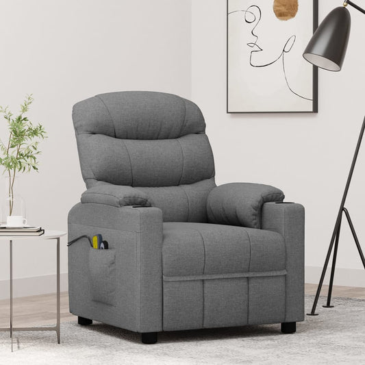 Elektrické Masážní Křeslo Světle Šedé Textil