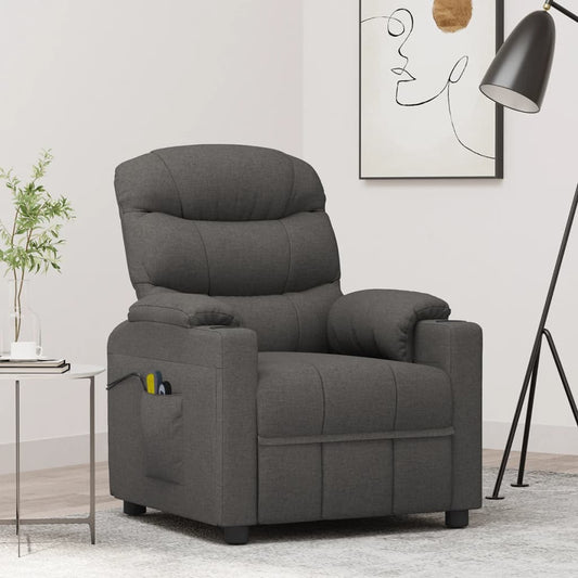 Elektrické Masážní Křeslo Tmavě Šedé Textil