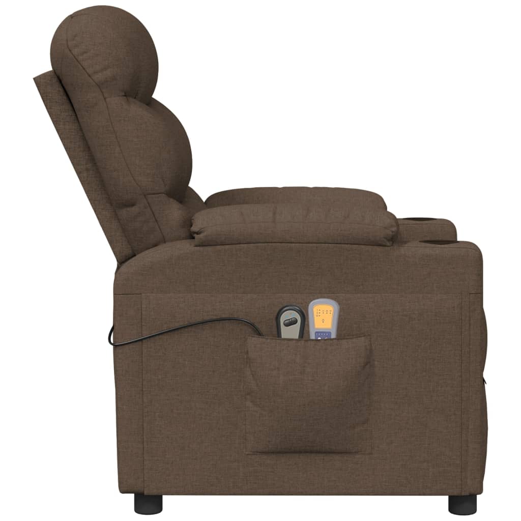 Elektrické Masážní Křeslo Hnědé Textil