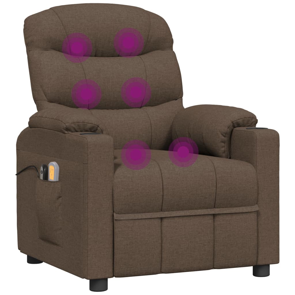Elektrické Masážní Křeslo Hnědé Textil