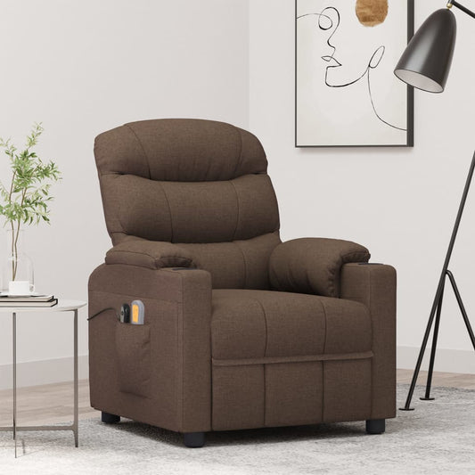 Elektrické Masážní Křeslo Hnědé Textil