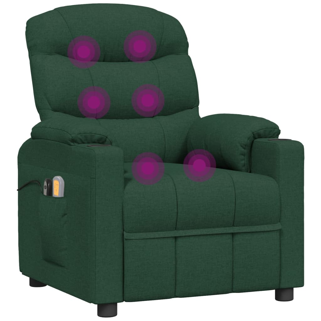 Elektrické Masážní Křeslo Tmavě Zelené Textil