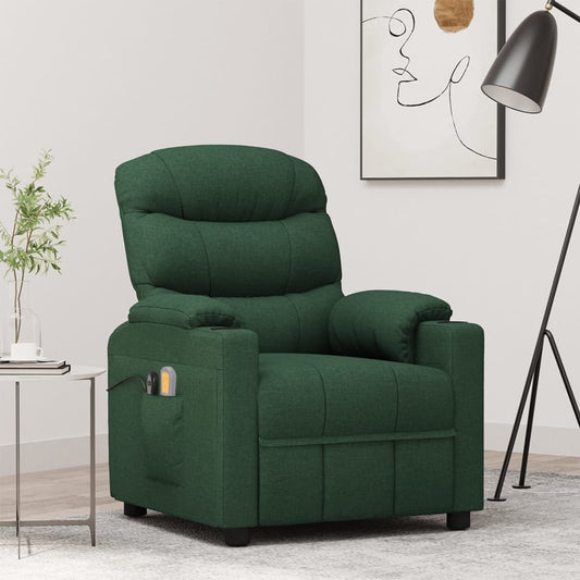 Elektrické Masážní Křeslo Tmavě Zelené Textil
