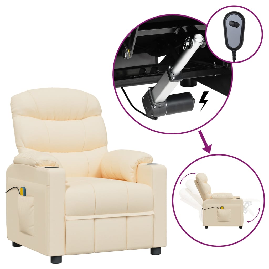 Elektrické Masážní Křeslo Krémové Textil