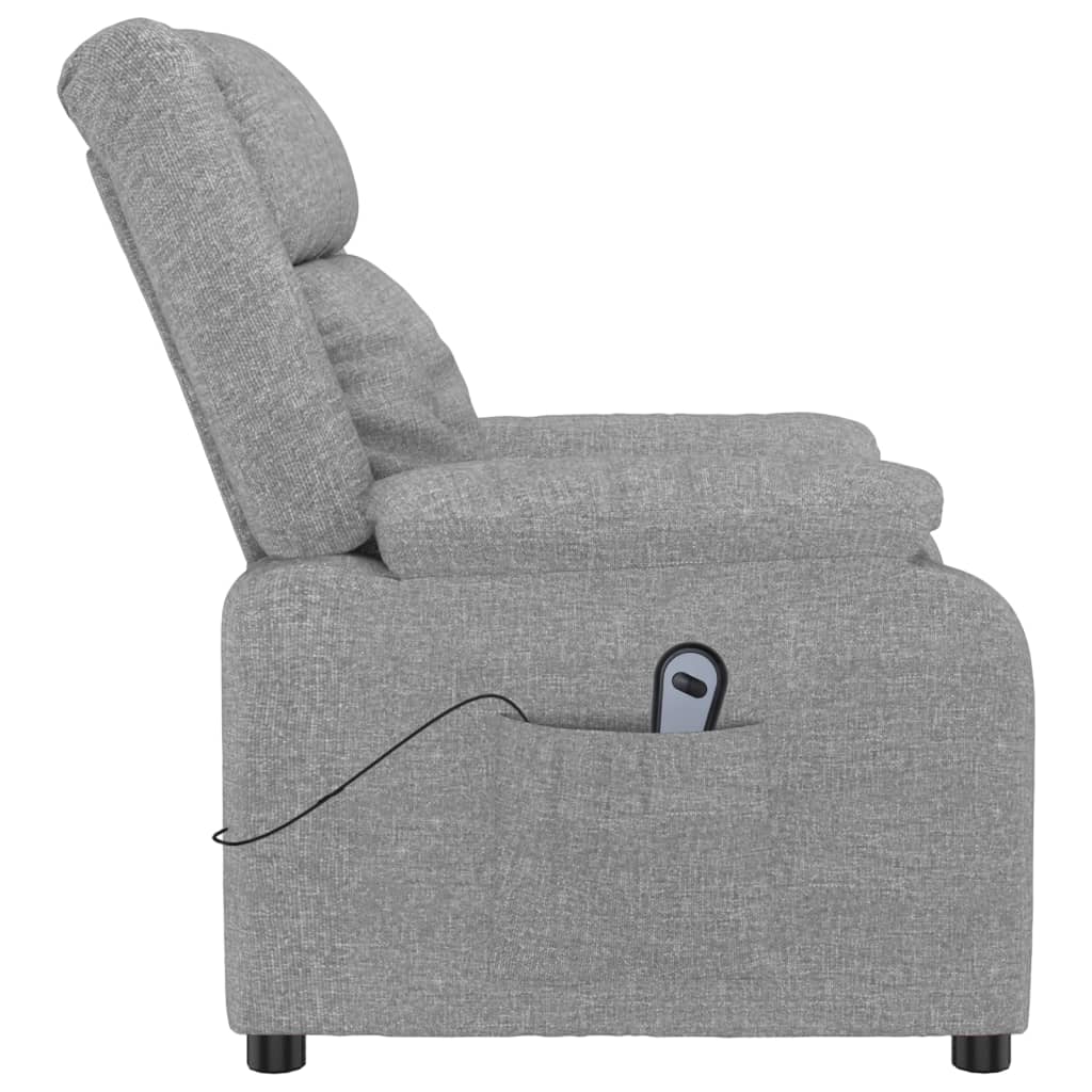 Elektrické Polohovací Křeslo Světle Šedé Textil