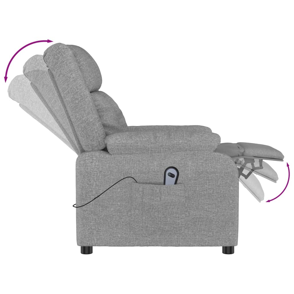 Elektrické Polohovací Křeslo Světle Šedé Textil