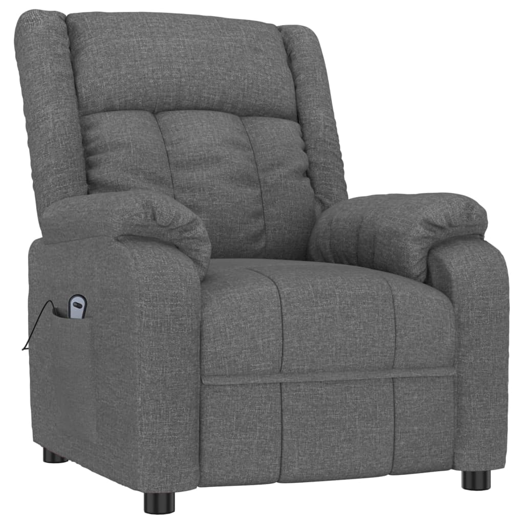 Elektrické Polohovací Křeslo Tmavě Šedé Textil