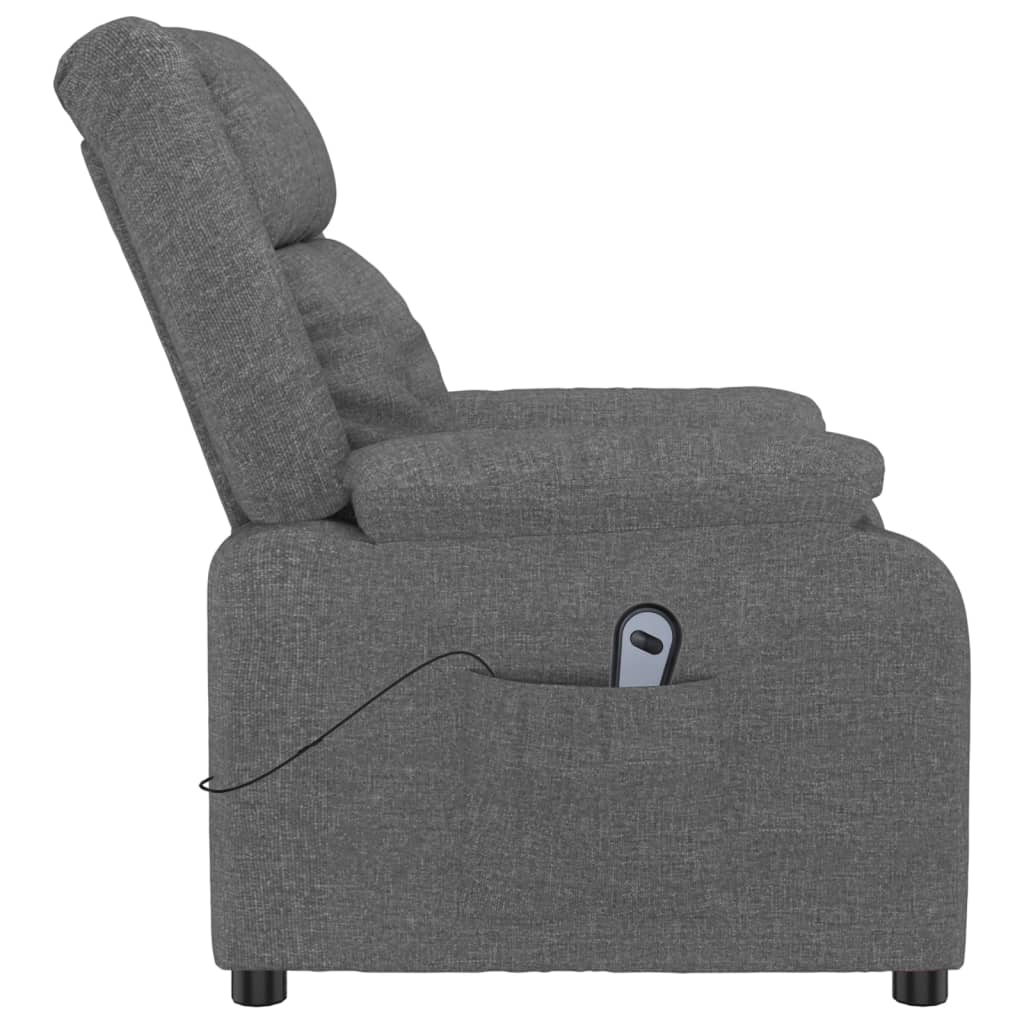 Elektrické Polohovací Křeslo Tmavě Šedé Textil