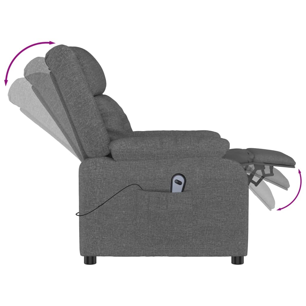 Elektrické Polohovací Křeslo Tmavě Šedé Textil