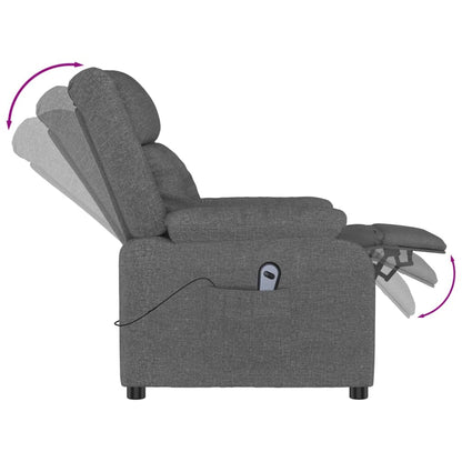 Elektrické Polohovací Křeslo Tmavě Šedé Textil