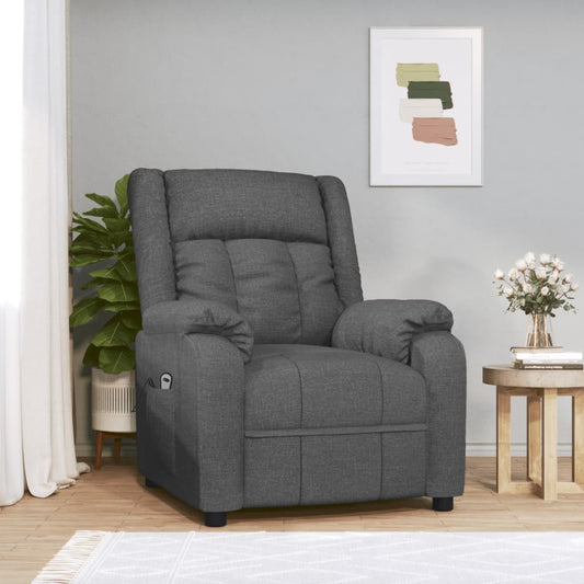 Elektrické Polohovací Křeslo Tmavě Šedé Textil