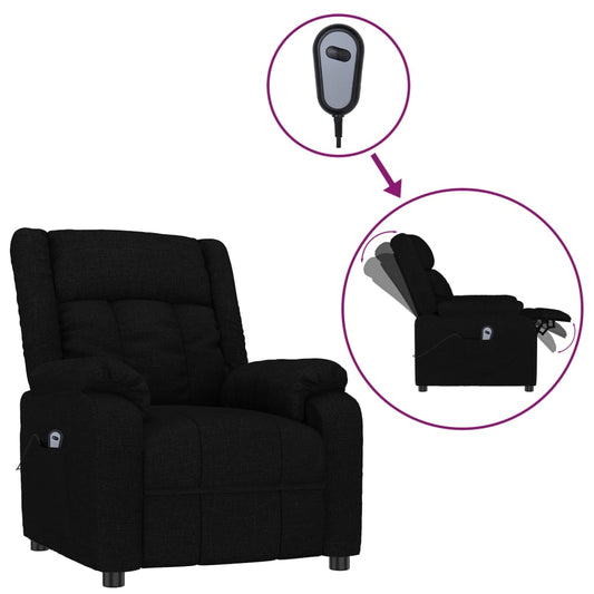 Elektrické Polohovací Křeslo Černé Textil