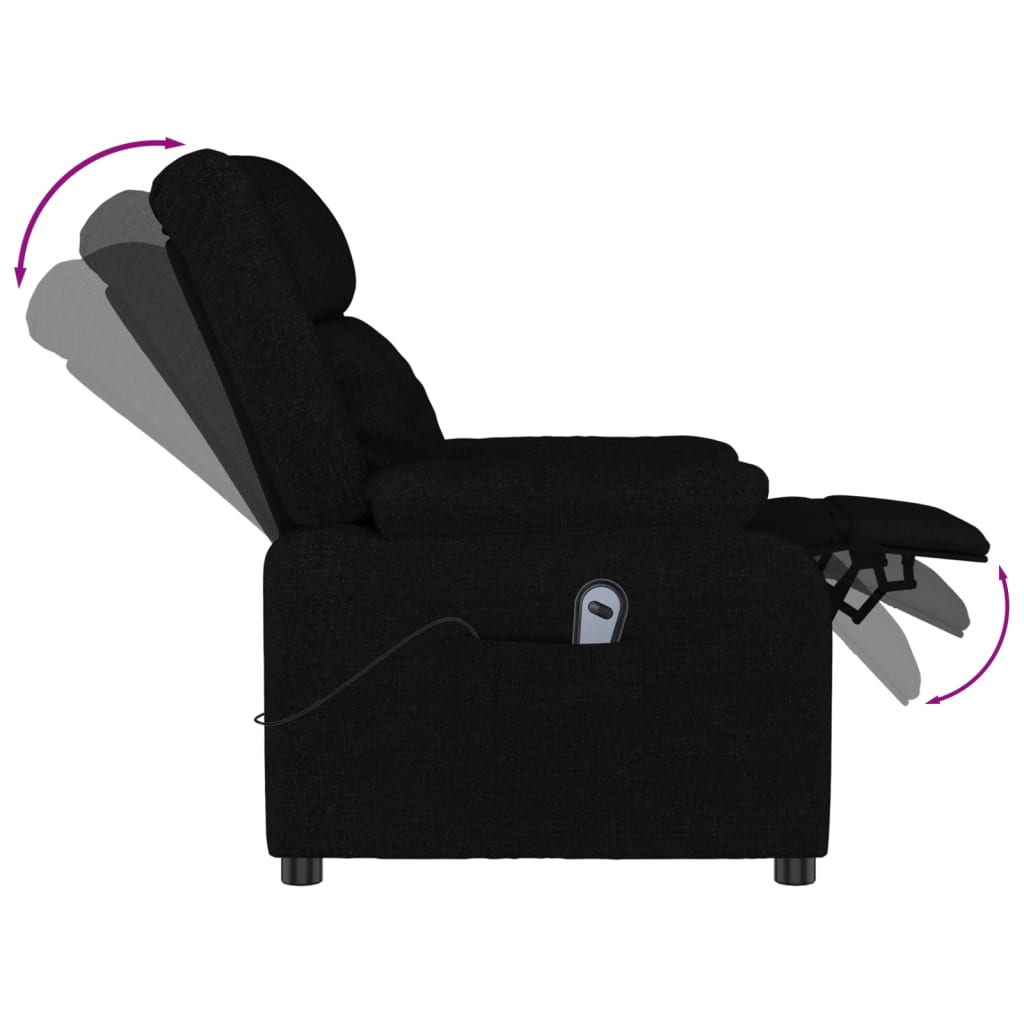 Elektrické Polohovací Křeslo Černé Textil