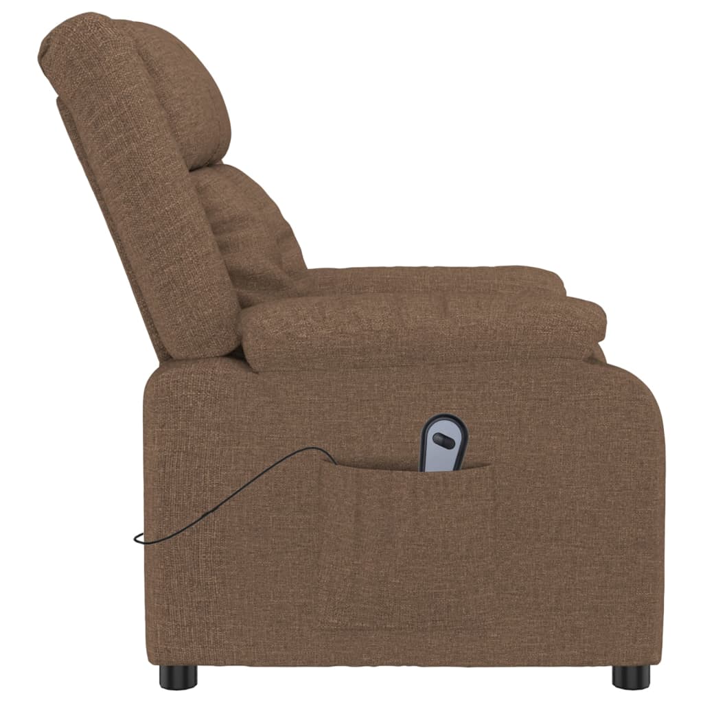 Elektrické Polohovací Křeslo Hnědé Textil