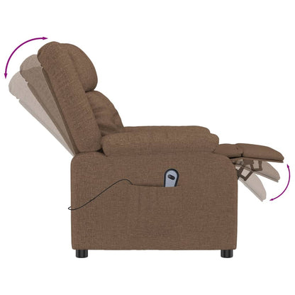 Elektrické Polohovací Křeslo Hnědé Textil