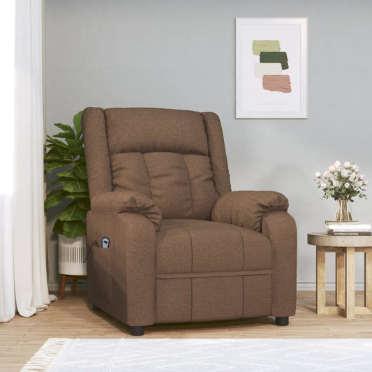 Elektrické Polohovací Křeslo Hnědé Textil