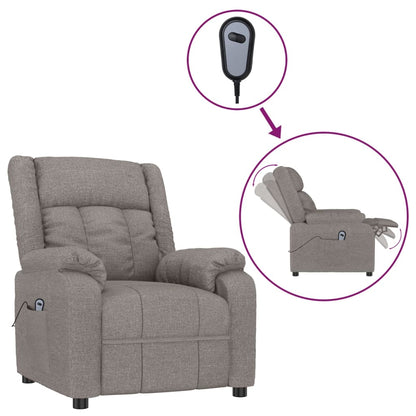 Elektrické Polohovací Křeslo Taupe Textil