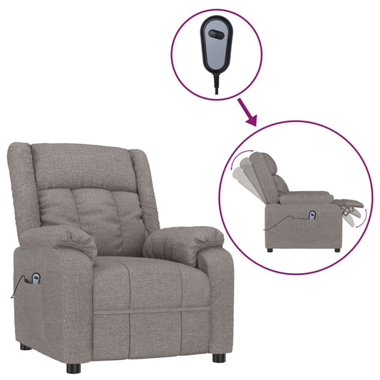 Elektrické Polohovací Křeslo Taupe Textil