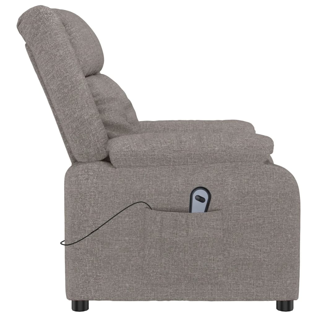 Elektrické Polohovací Křeslo Taupe Textil