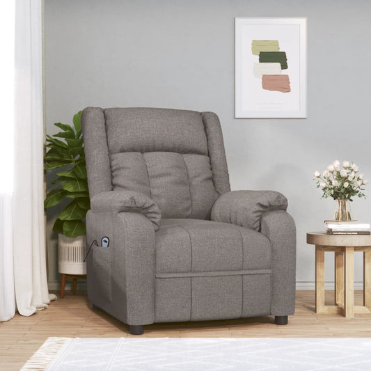 Elektrické Polohovací Křeslo Taupe Textil