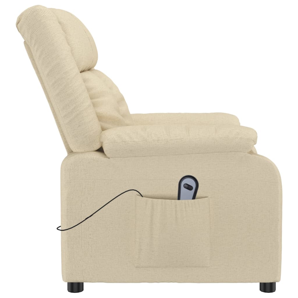 Elektrické Polohovací Křeslo Krémové Textil