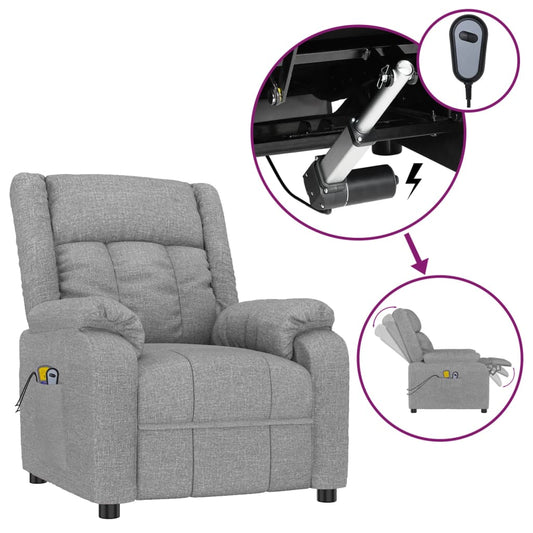 Elektrické Masážní Křeslo Světle Šedé Textil